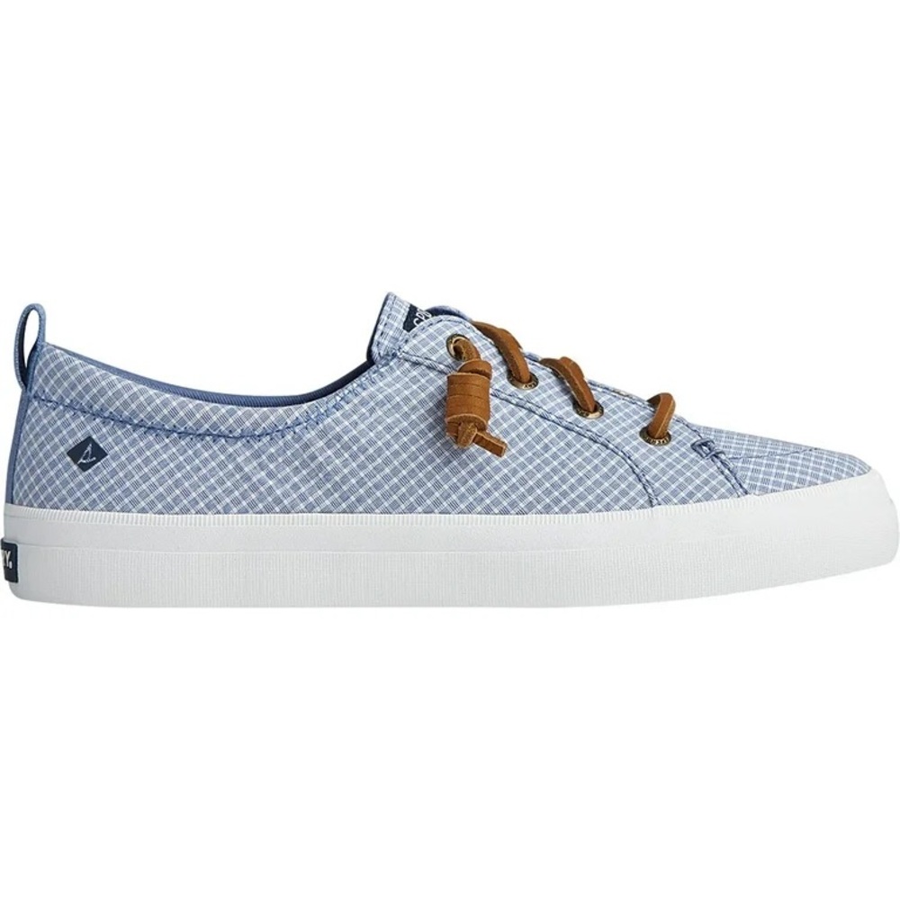 Sperry Light Blue Gingham Top-Sider Sneaker with Brown Laces - Picture 8 of 10
